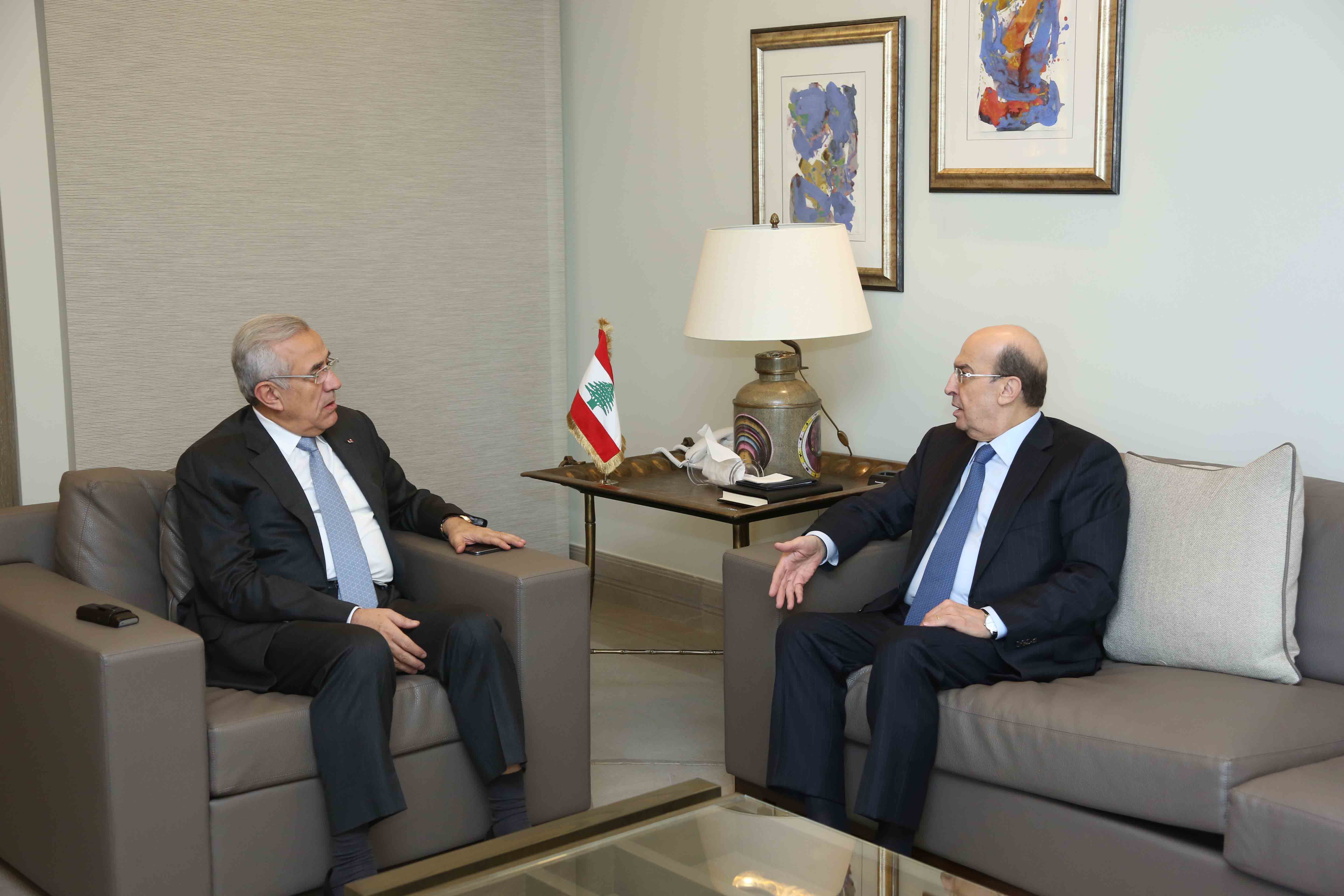 Former President Michel Sleiman Meets Former Minister Nazem El Khoury